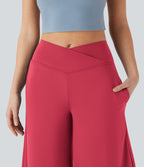 Pantacourt de yoga Cool Touch Softlyzero™ aérien à taille haute croisée, jambe large et poches
