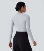 Cowl Neck Ruched Long Sleeve Slim Work Top