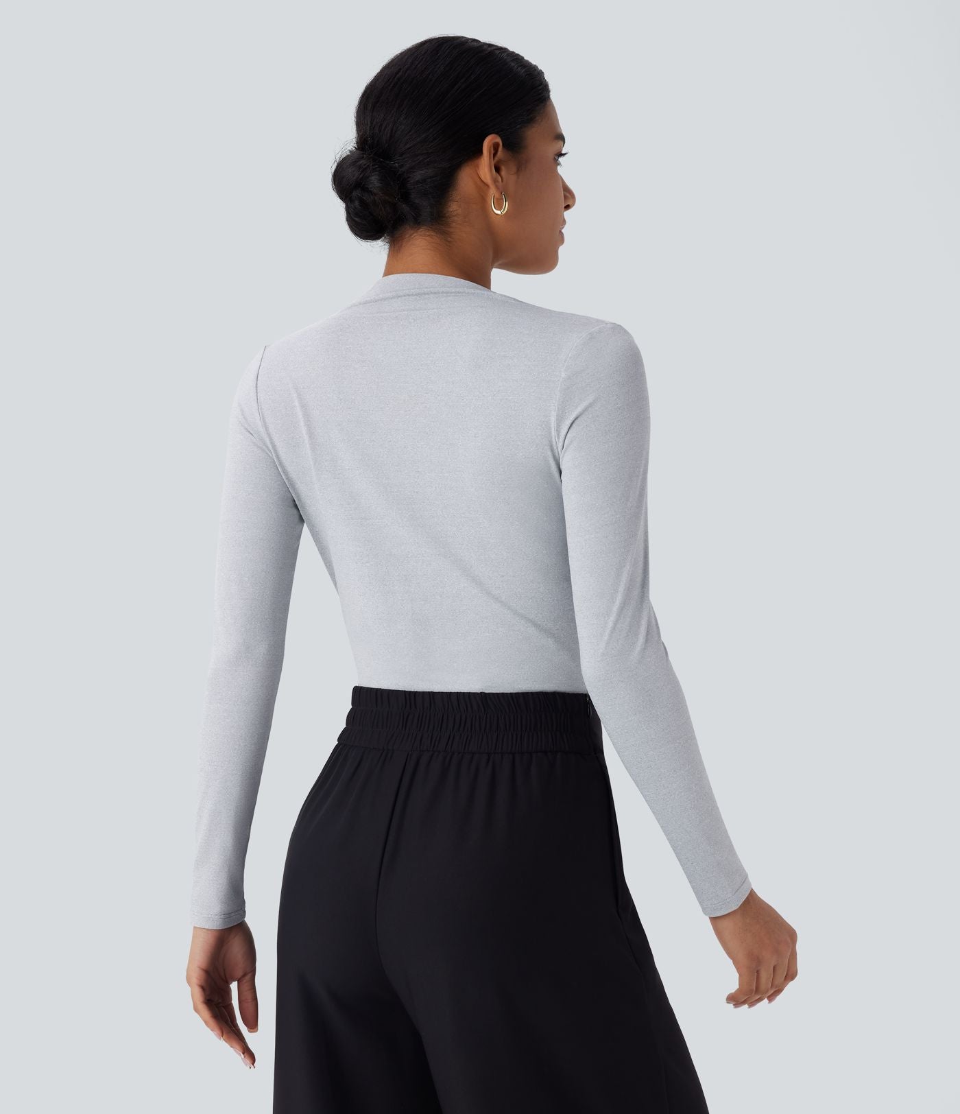 Cowl Neck Ruched Long Sleeve Slim Work Top