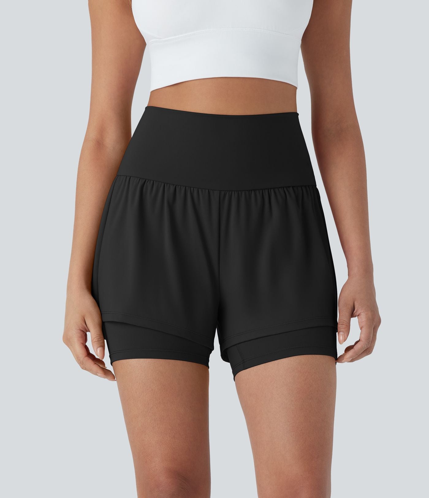 Short de yoga 2-en-1 SoftlyZero™ Airy taille très haute effet frais InstantCool 12,5 cm avec poches