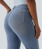 Jean 7/8 Halara Flex™ asymétrique casual taille haute avec poches