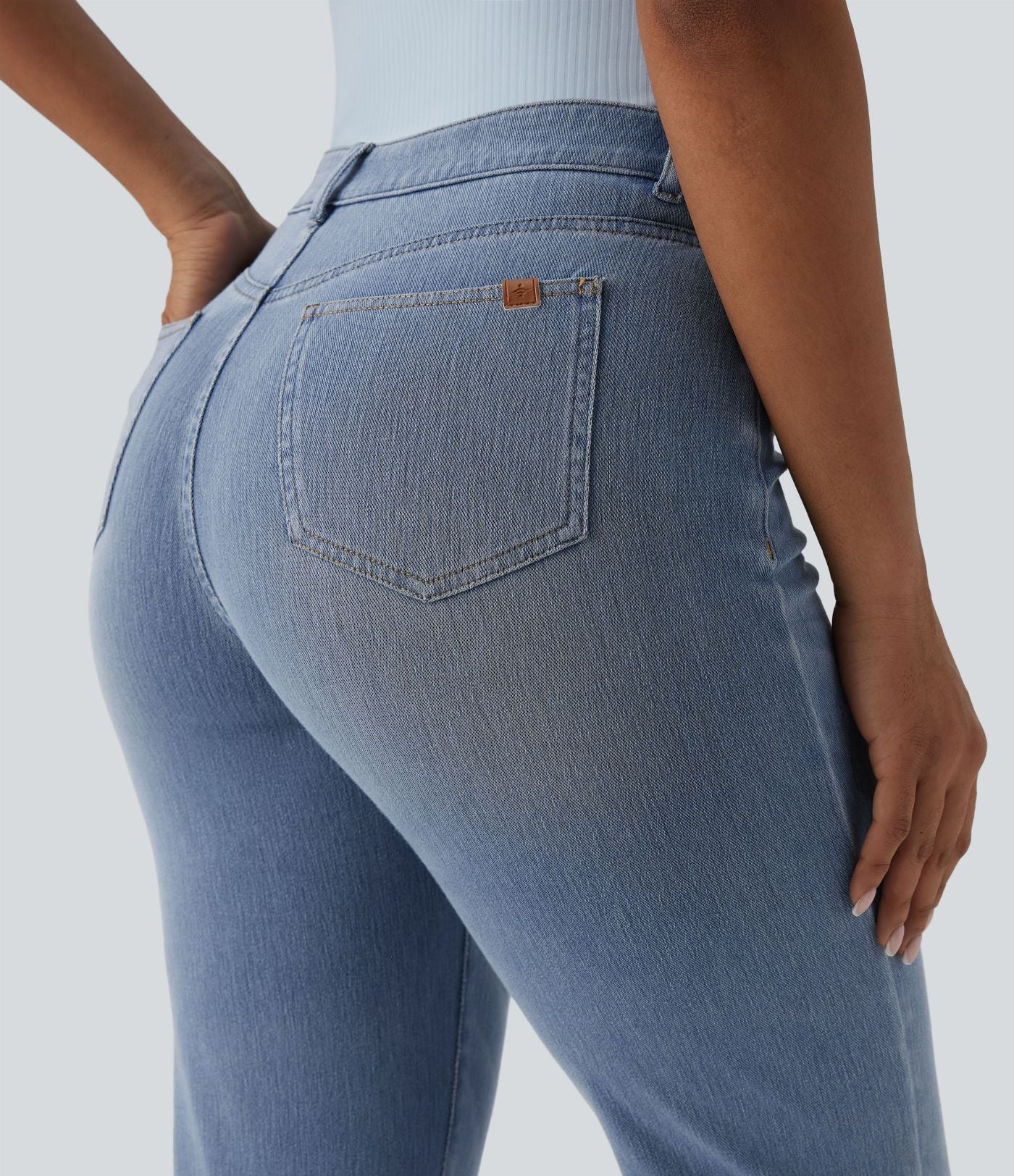 Jean 7/8 Halara Flex™ asymétrique casual taille haute avec poches