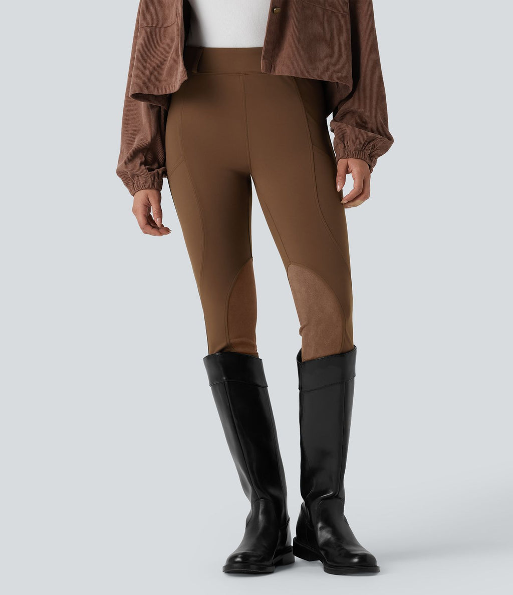 Pantalon ajusté taille haute effet daim contrastant DayStretch avec poches