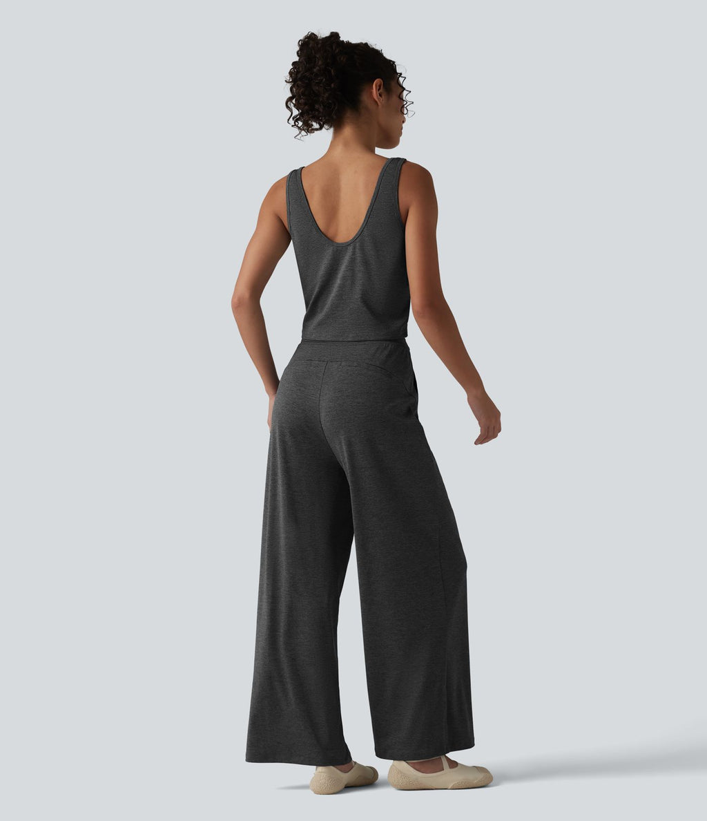 Halara UltraSculpt™ Combinaison yoga chinée col U sans manches séchage rapide avec poches - Easy Peasy