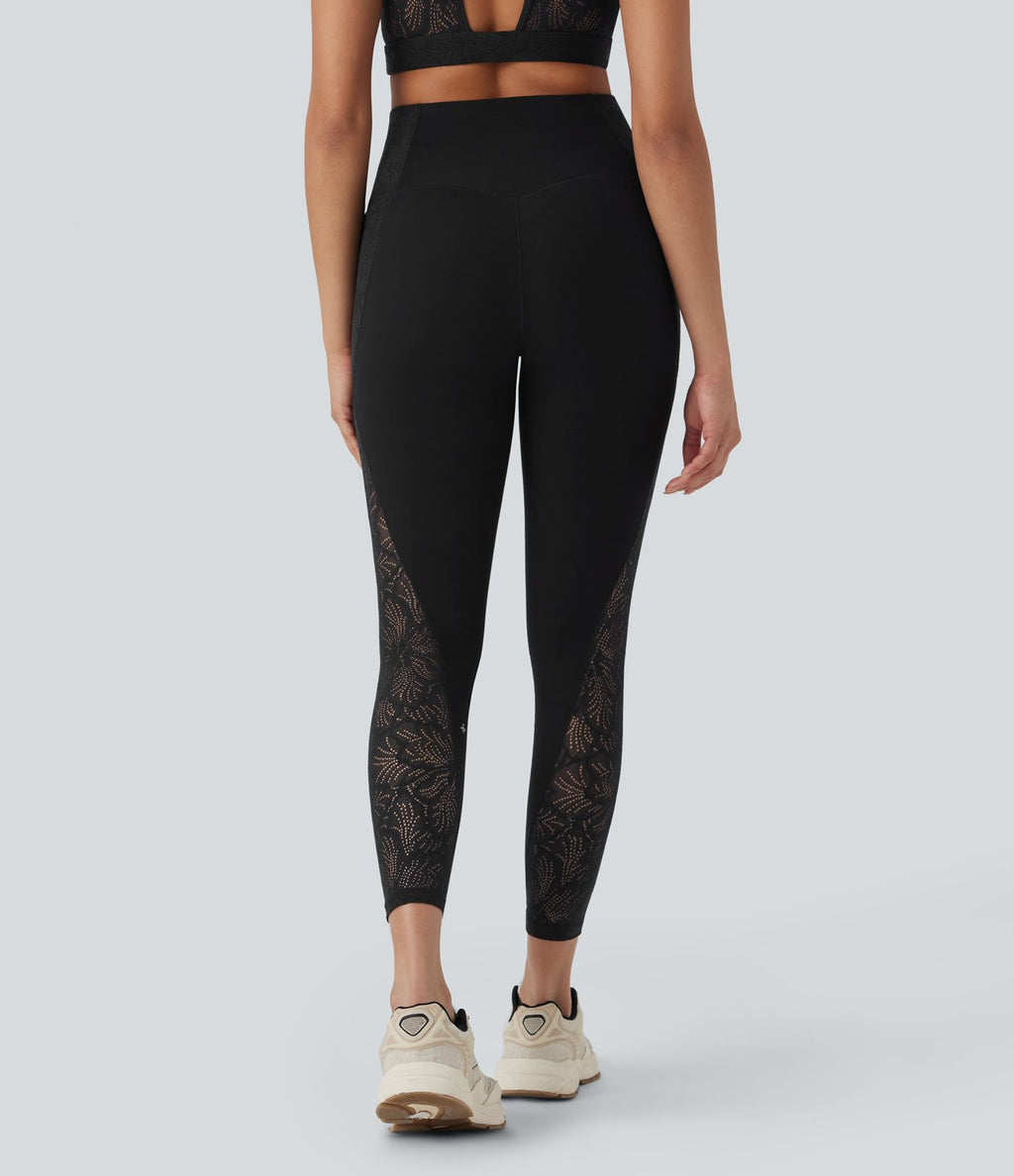 Legging d'entraînement gainant taille haute avec détails dentelle contrastée et poches Halara UltraSculpt™