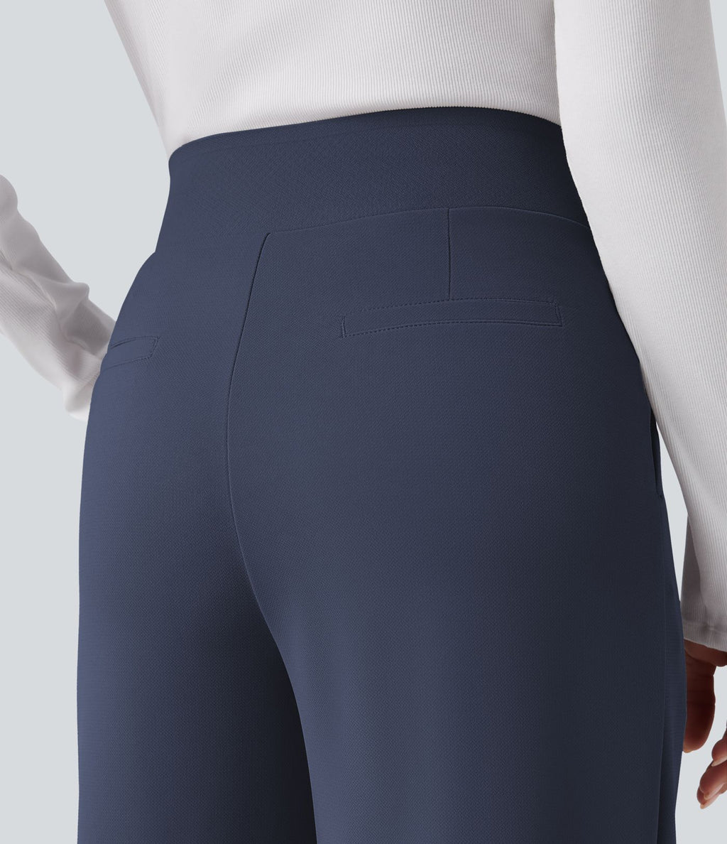 Pantalon de travail droit Halara Flex™ taille haute gainant en crêpe avec poches