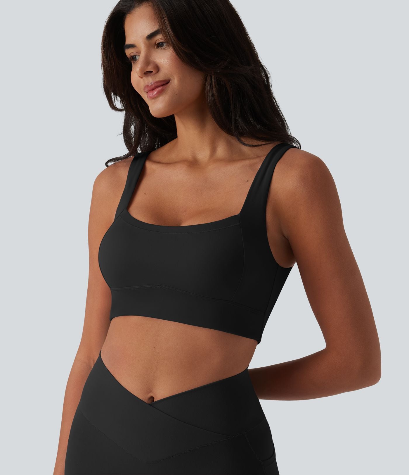 Brassière de sport yoga SoftlyZero™ Plush col carré avec brassière intégrée maintien léger