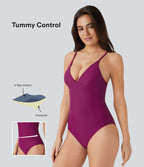 Maillot de bain une pièce gainant à dos nu avec décolleté plongeant en V et bretelles ajustables