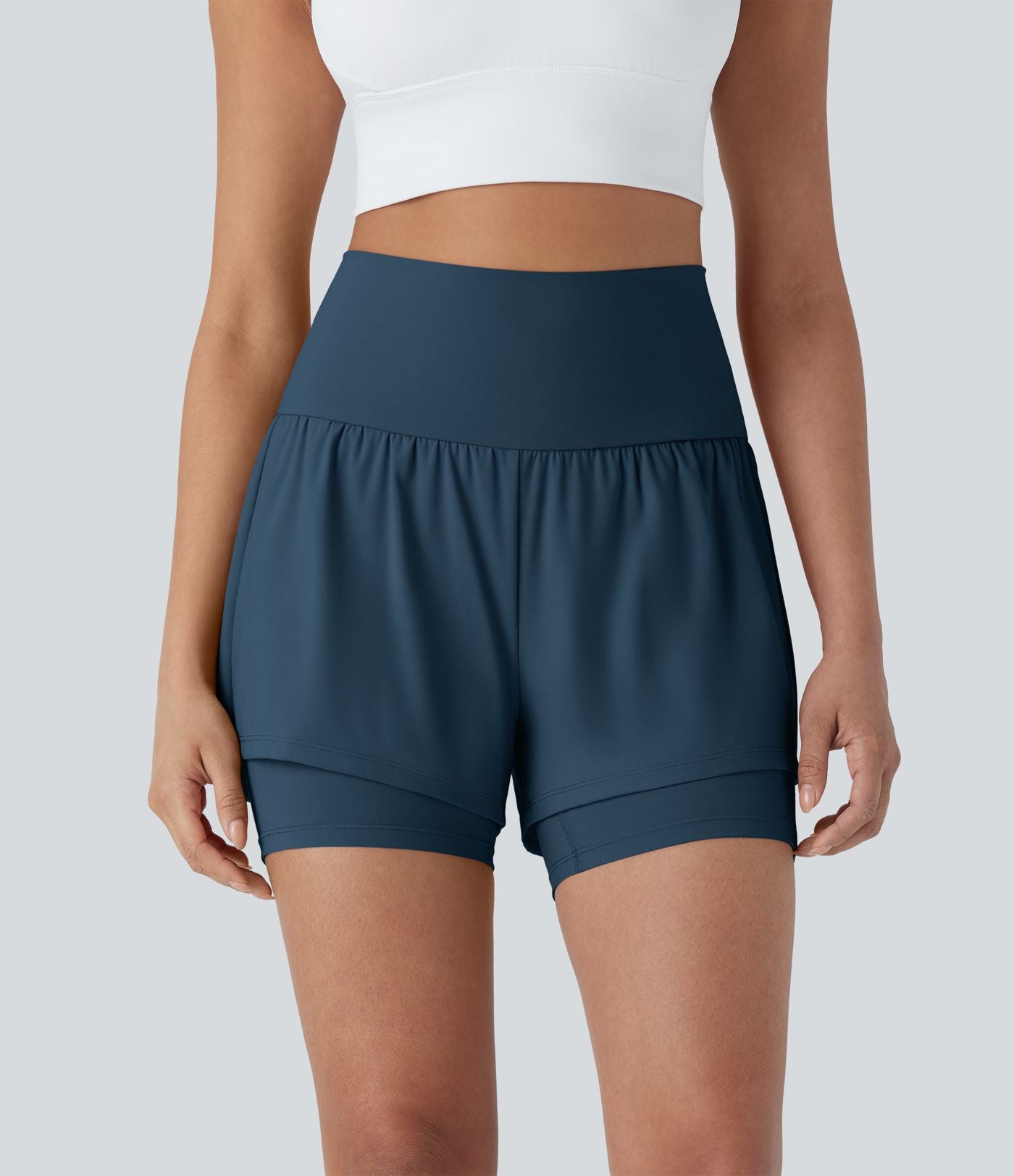 Short de yoga 2-en-1 SoftlyZero™ Airy taille très haute effet frais InstantCool 12,5 cm avec poches