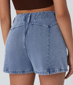 Short en denim extensible Halara Flex™ à taille moyenne avec bouton, fermeture éclair et poches latérales 7,5 cm