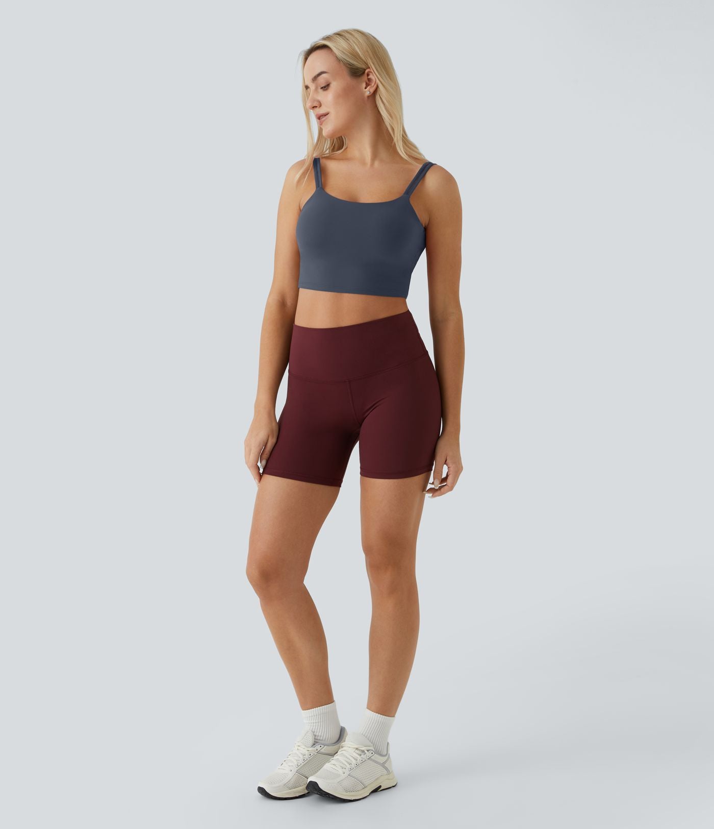Débardeur de yoga court à double bretelles torsadées dos nu A-C