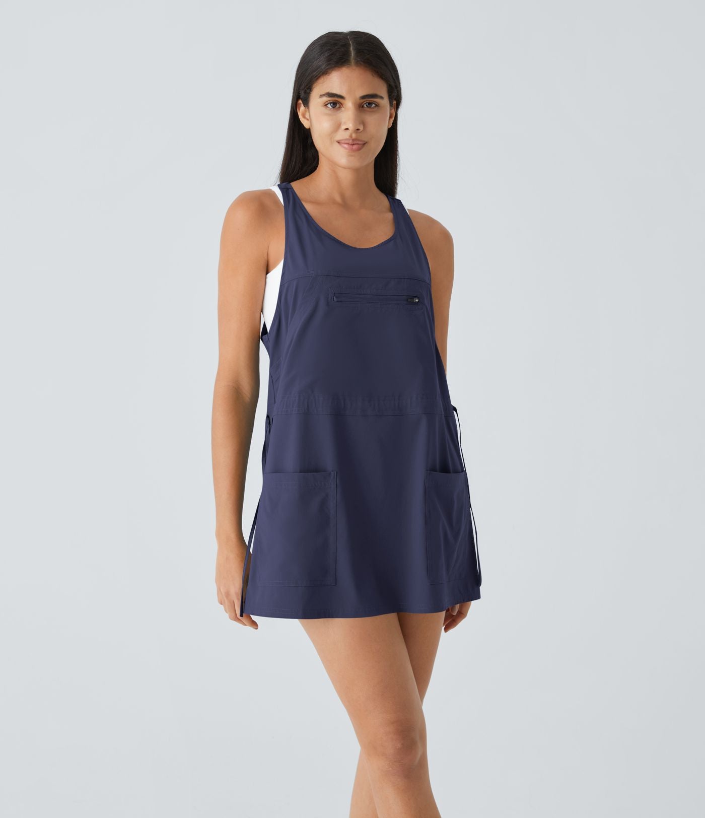 Breezeful™ Robe Sport Randonnée Mini Séchage Rapide 2 Pièces Dos Nu Poches Multiples Cordon de Serrage