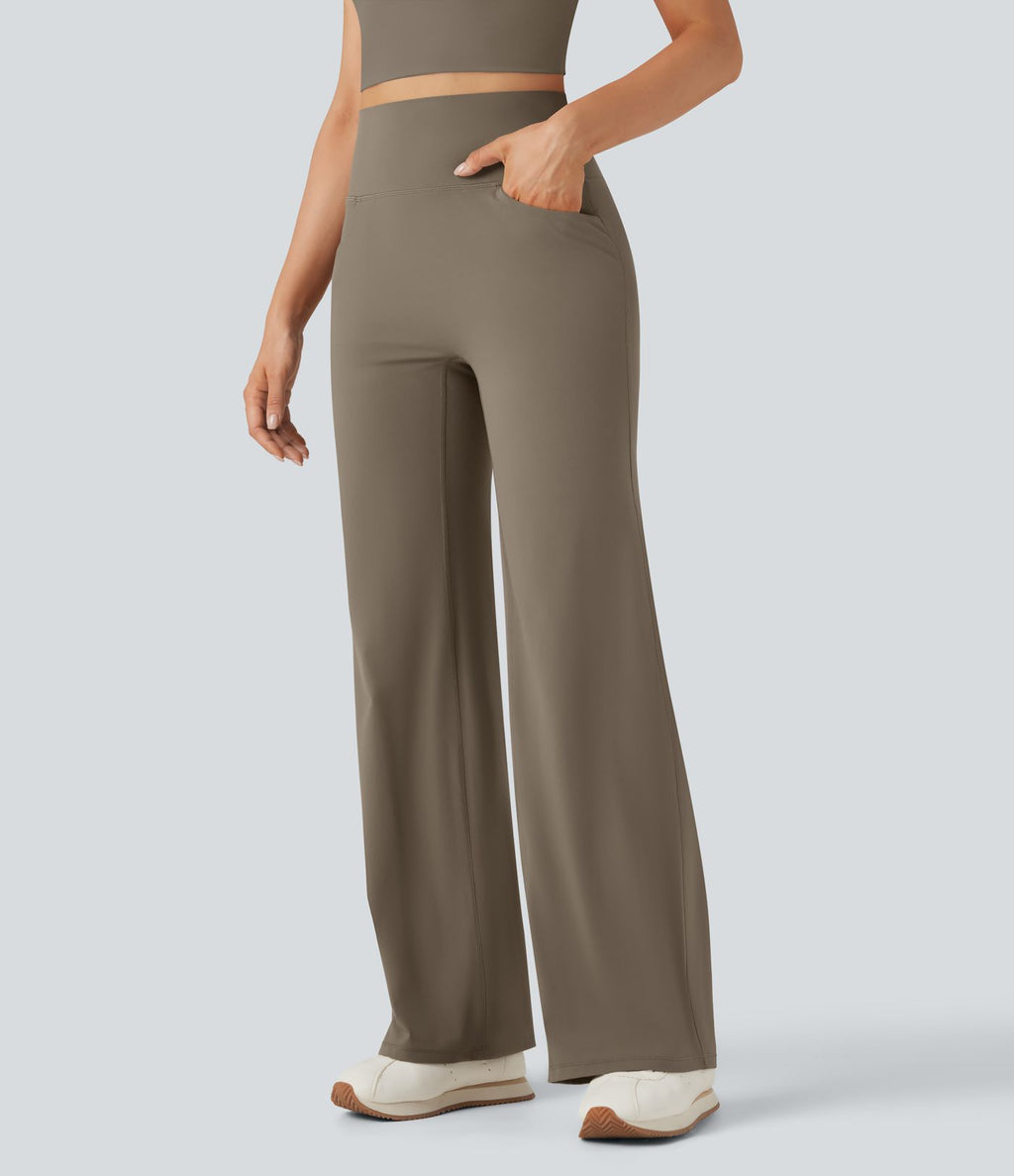 Pantalon de yoga droit gainant taille haute avec poches Halara UltraSculpt™