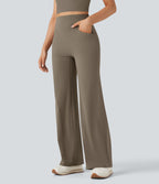 Pantalon de yoga droit gainant taille haute avec poches Halara UltraSculpt™