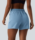 Short de yoga plissé taille haute élastique 12,5 cm avec cordon de serrage et poches