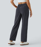 Pantalon en velours côtelé décontracté taille moyenne avec poches latérales