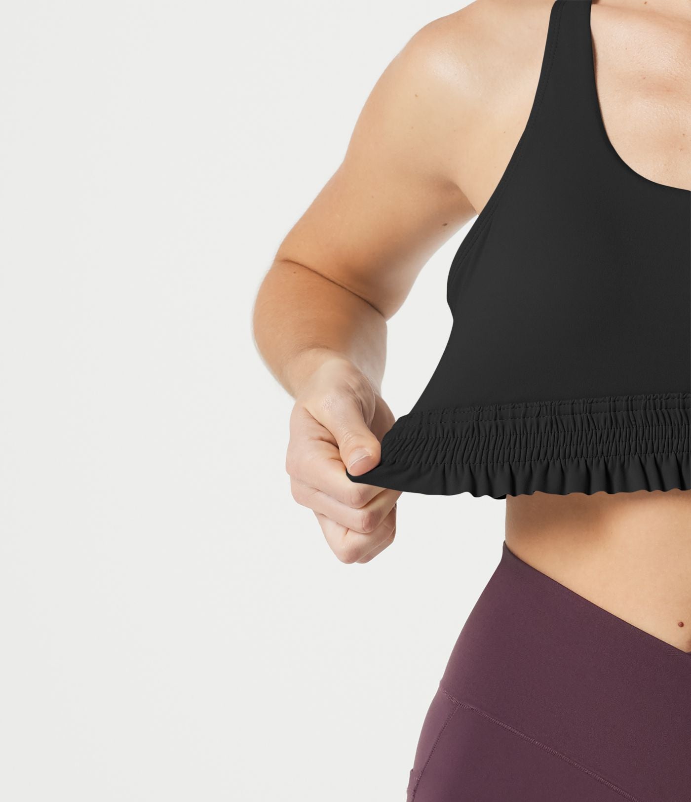 Brassière de sport pour entraînement à maintien léger, col U, ourlet à volants