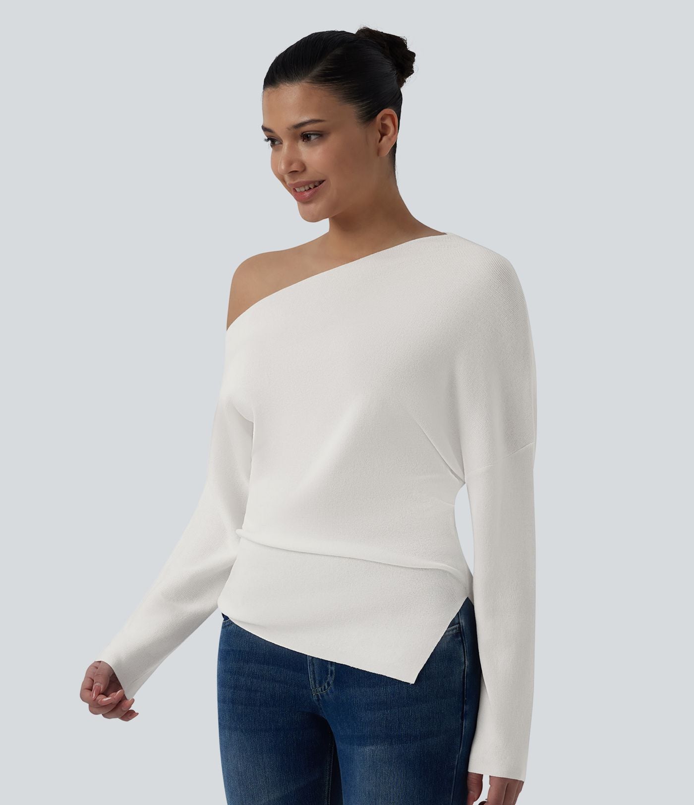 Pull casual une épaule manches longues