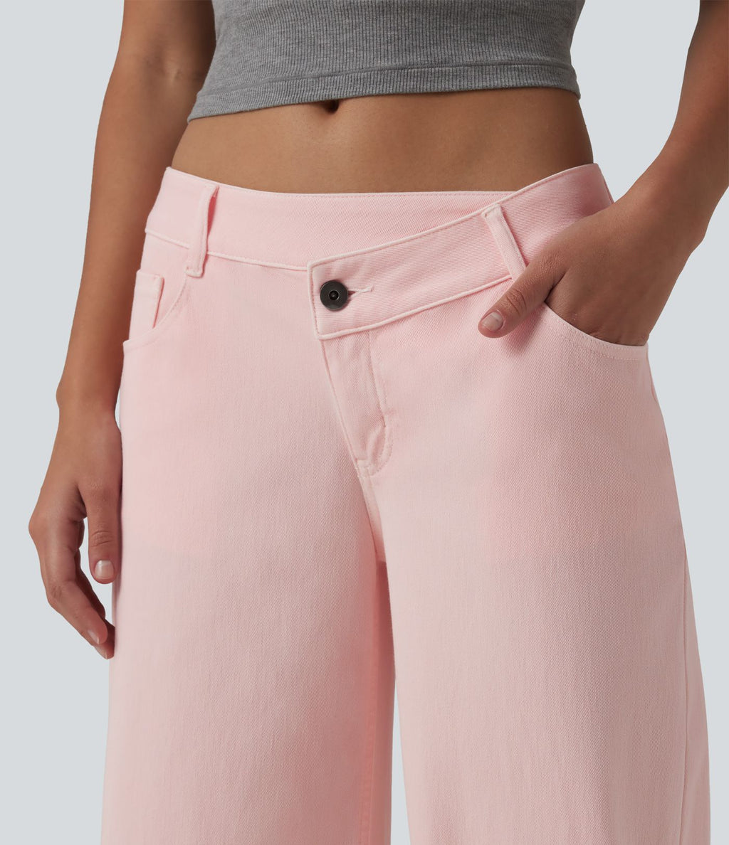 Halara Flex™ Jean large casual asymétrique coloré taille basse avec poches