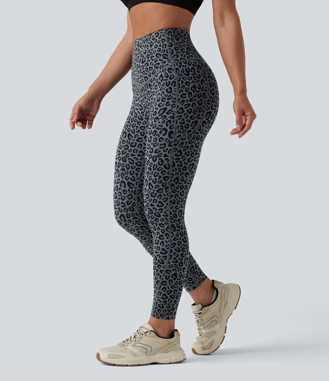 Legging de yoga gainant taille haute imprimé léopard avec poches Halara UltraSculpt™