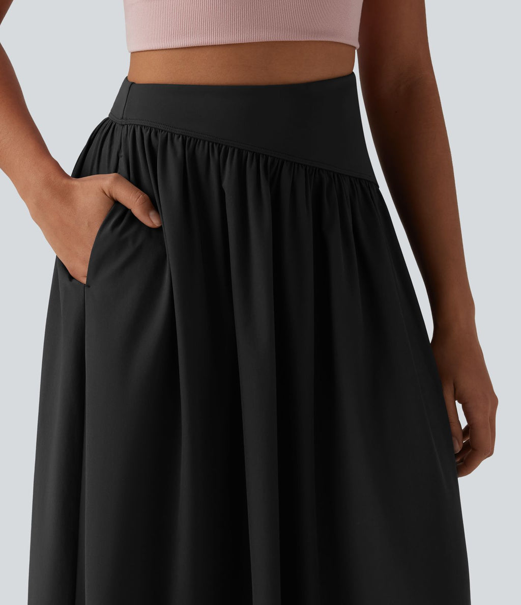 Breezeful™ Jupe maxi décontractée fluide taille haute à séchage rapide avec poches