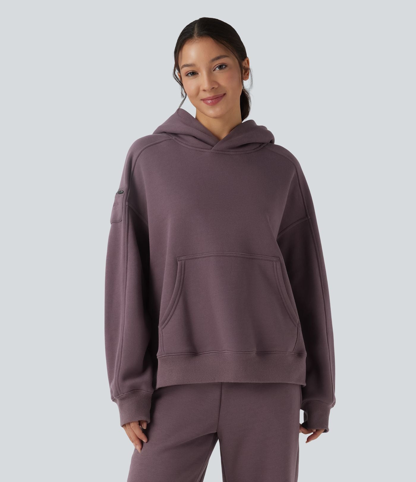 Sweat-shirt de sport casual oversize en molleton à capuche et manches longues avec poches