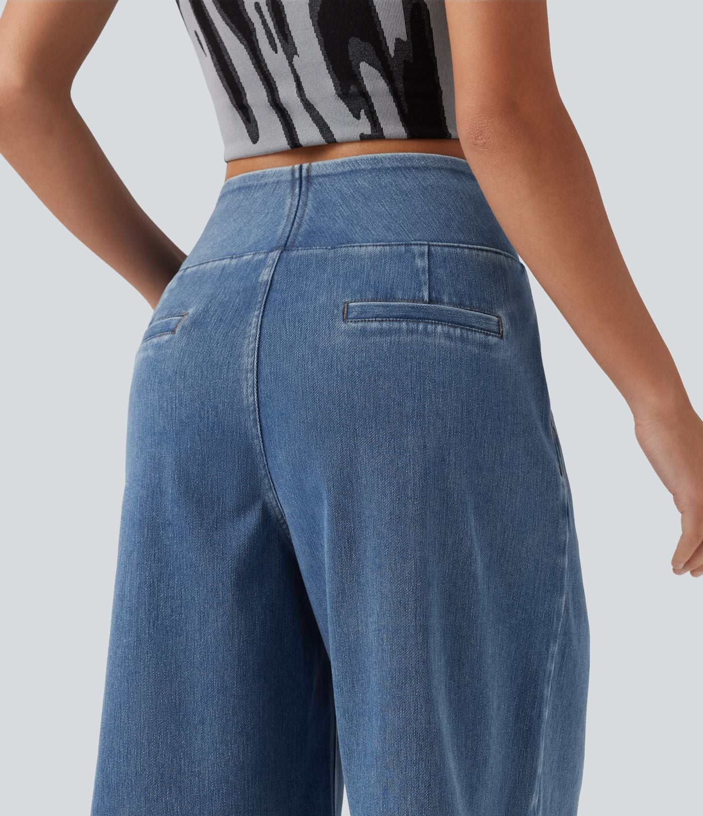 Halara Flex™ Short ample en jean décontracté taille haute 25 cm avec poches