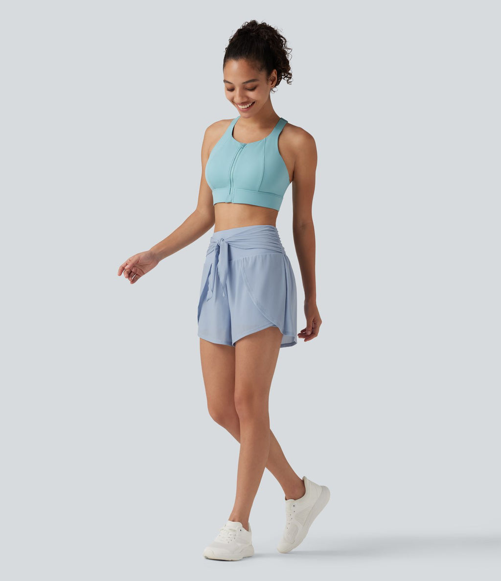 Short de running 2-en-1 SoftlyZero™ Airy 8cm effet frais InstantCool taille haute avec lien devant, mesh contrasté, poches et protection solaire UPF50+