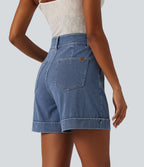 Short en jean casual taille haute Halara Flex™ 12,5 cm avec poches