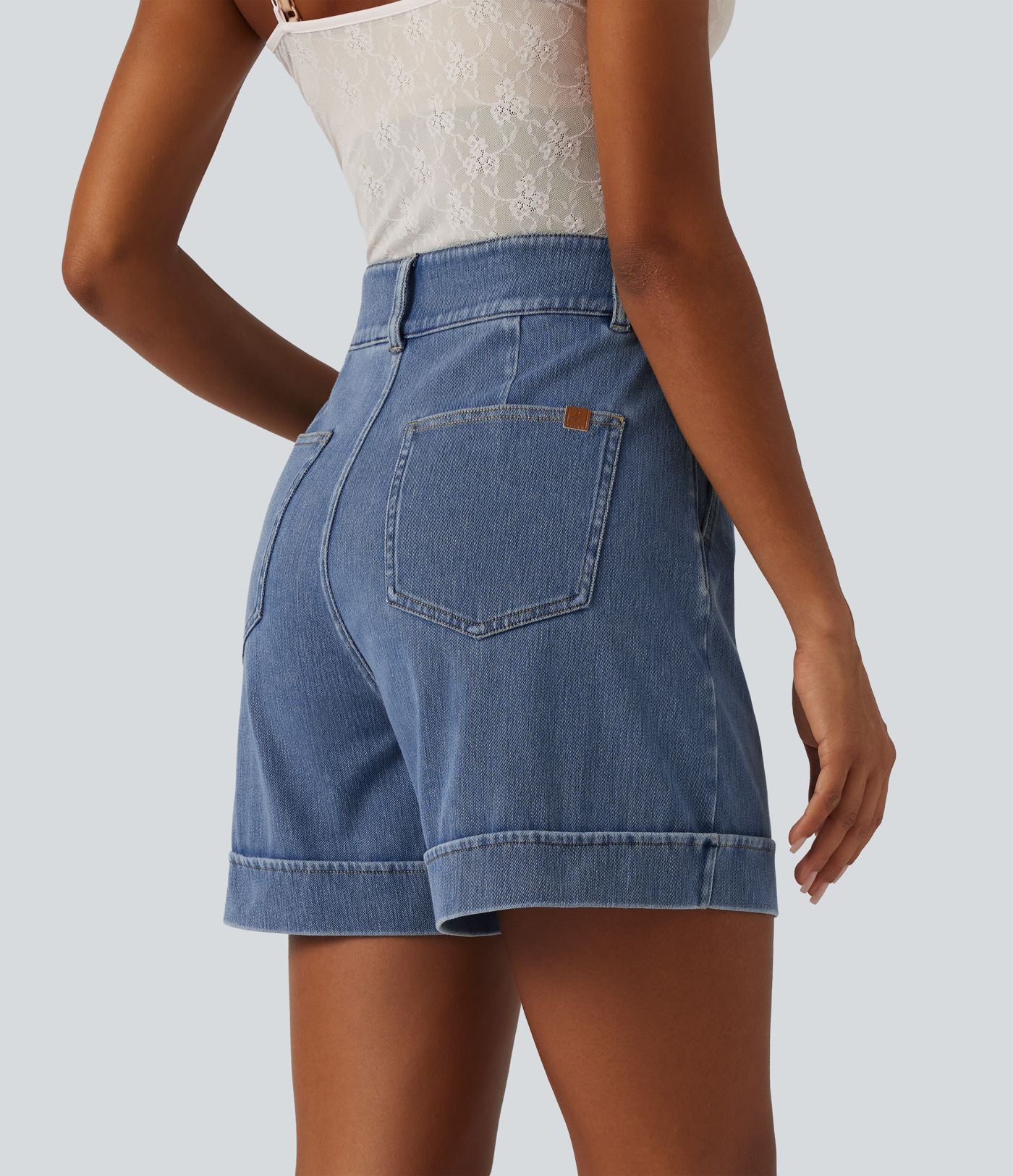Short en jean casual taille haute Halara Flex™ 12,5 cm avec poches