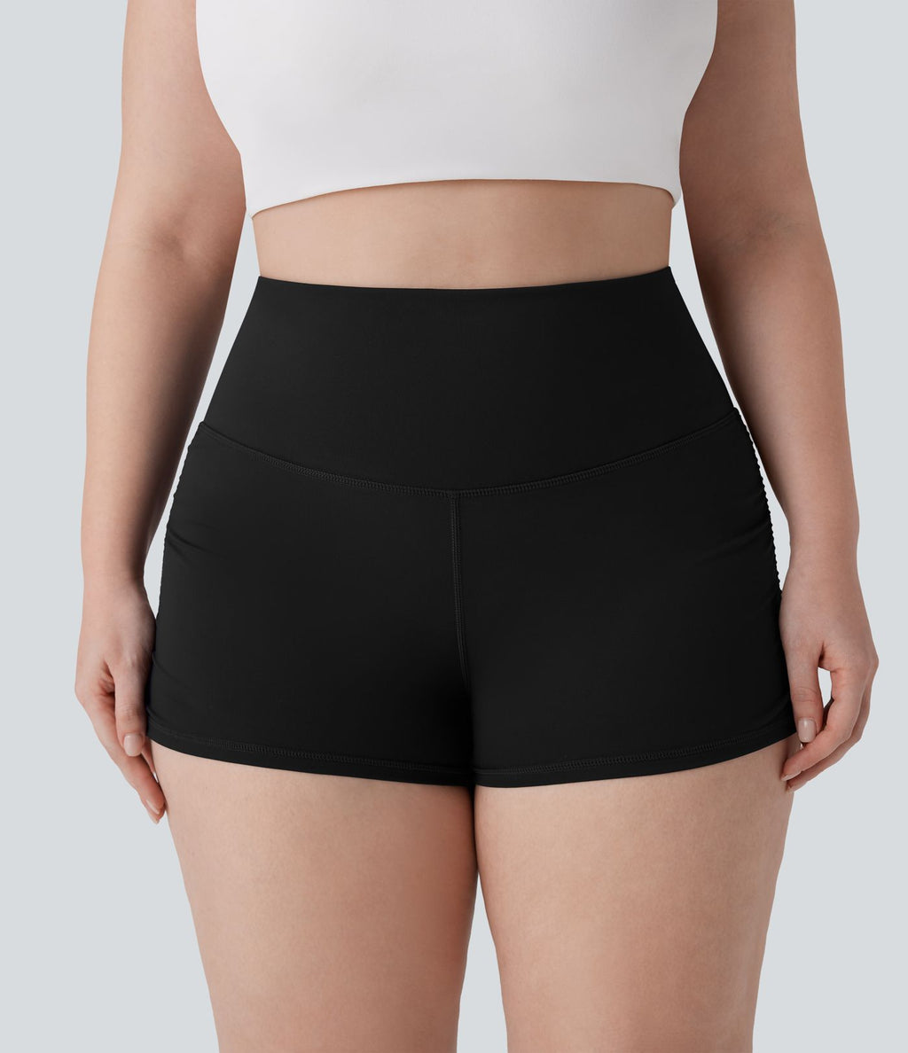 Short cycliste 6 cm de course gainant taille haute grande taille avec fronces et séchage rapide SoftlyZero™