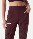 Pantalon slim de running taille haute à séchage rapide avec fronces et poches
