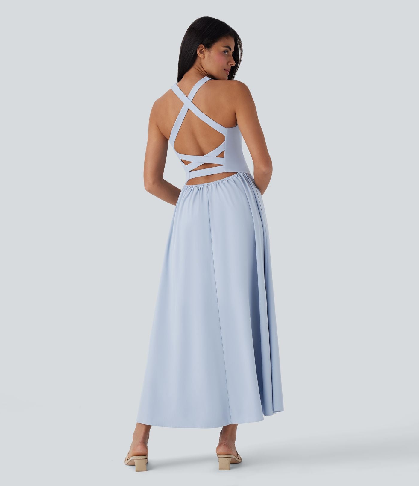 Robe longue décontractée Breezeful™ avec dos nu, bretelles croisées, séchage rapide et poches latérales