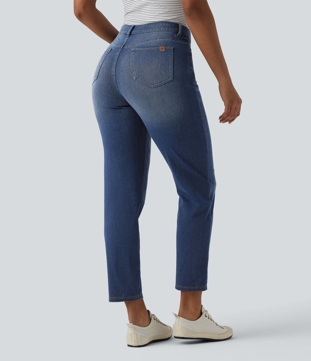 Jean 7/8 Halara Flex™ asymétrique casual taille haute avec poches