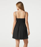 Robe nuisette mini longue casual froncée à bretelles ajustables