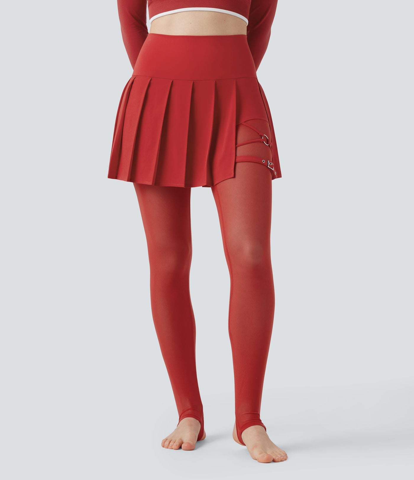 Legging à jupe étrier danse Breezeful™ 2-en-1 taille haute plissé résille contrastante séchage rapide avec poches