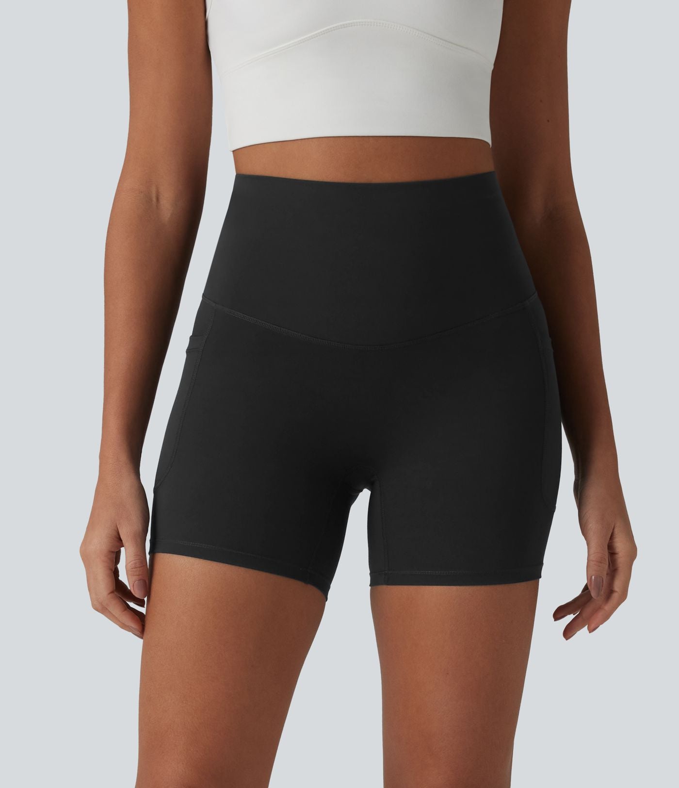 Short cycliste de running Halara UltraSculpt™ taille haute ventre plat 12,5 cm avec dos croisé et poches