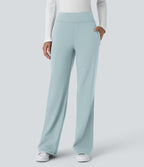 Pantalon tailleur évasé taille mi-haute Halara Flex™ DayStretch avec zip latéral et poches