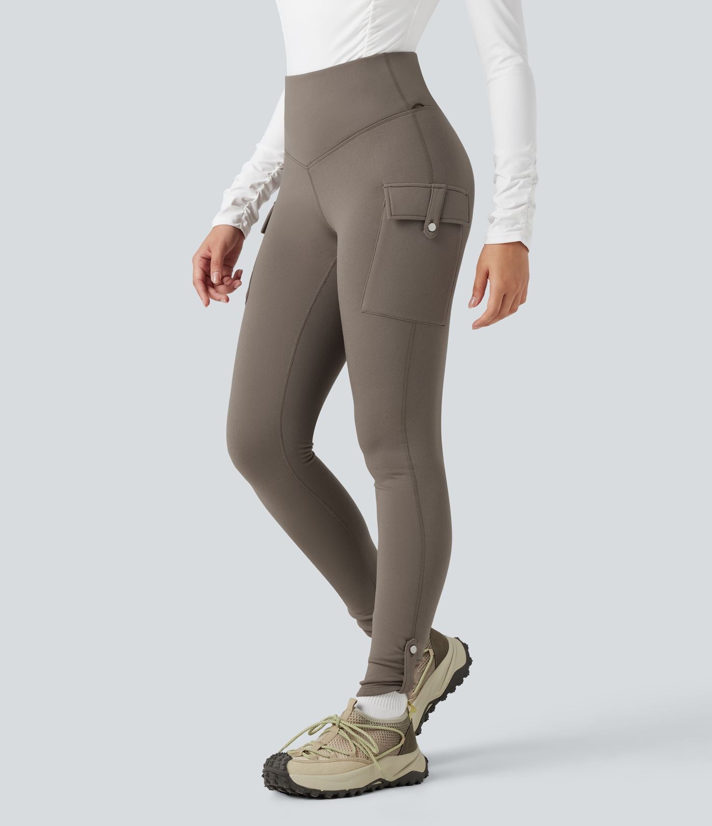 Legging de randonnée polaire gainant taille haute avec poches