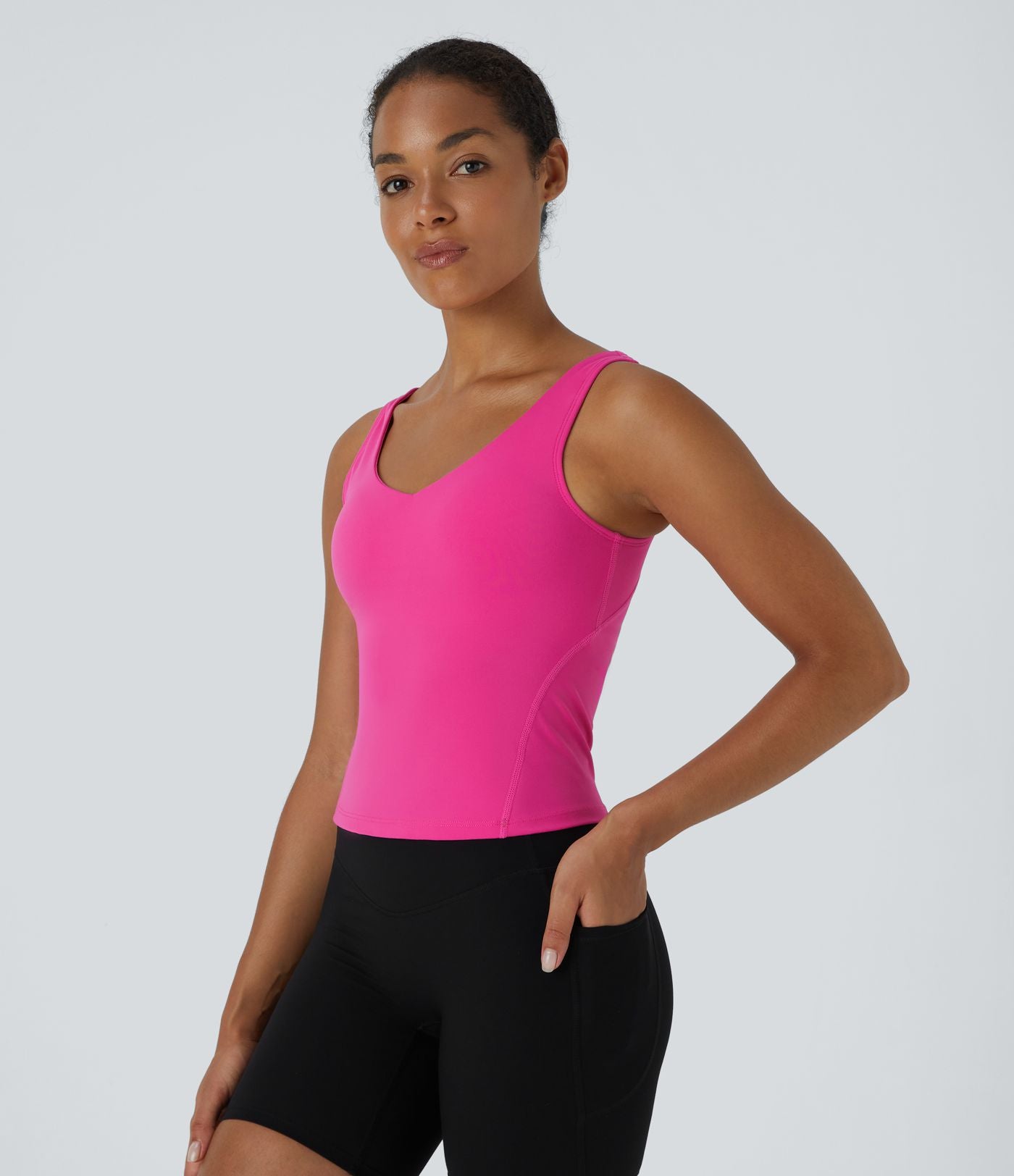 Softlyzero™ Plush Top Débardeur Uni Col en V Soutien-Gorge Intégré