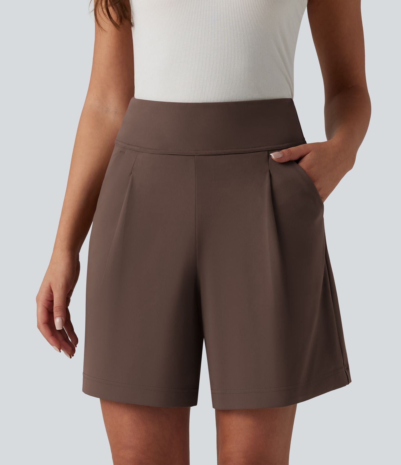 Short tailleur ample DayStretch taille haute 17,5 cm avec poches