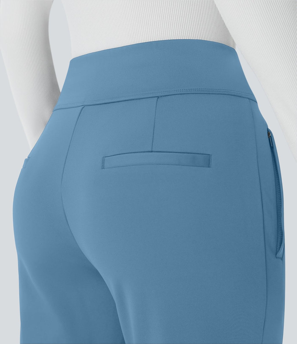 Pantalon tailleur évasé taille mi-haute Halara Flex™ DayStretch avec zip latéral et poches