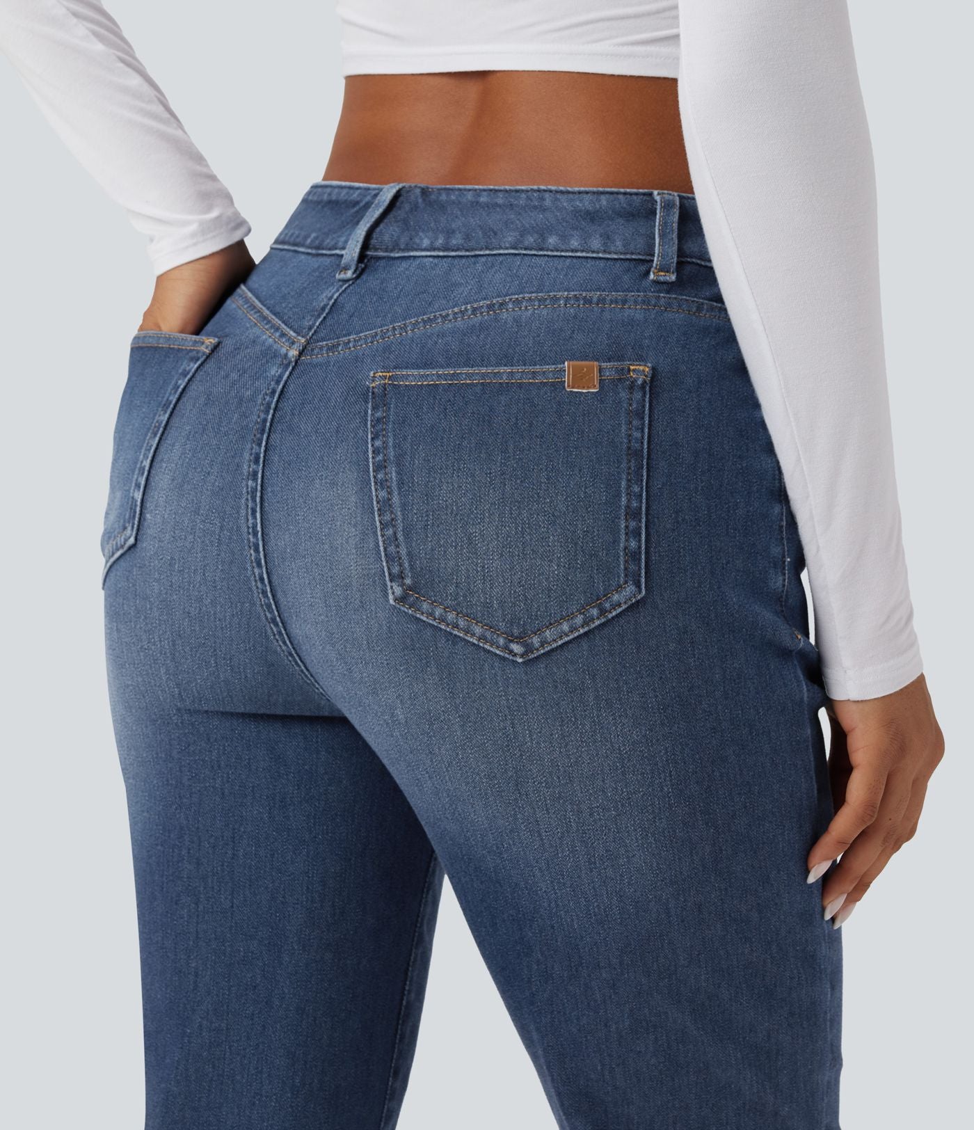 Jean décontracté Halara Flex™ ajusté taille haute ourlet retroussé avec poches