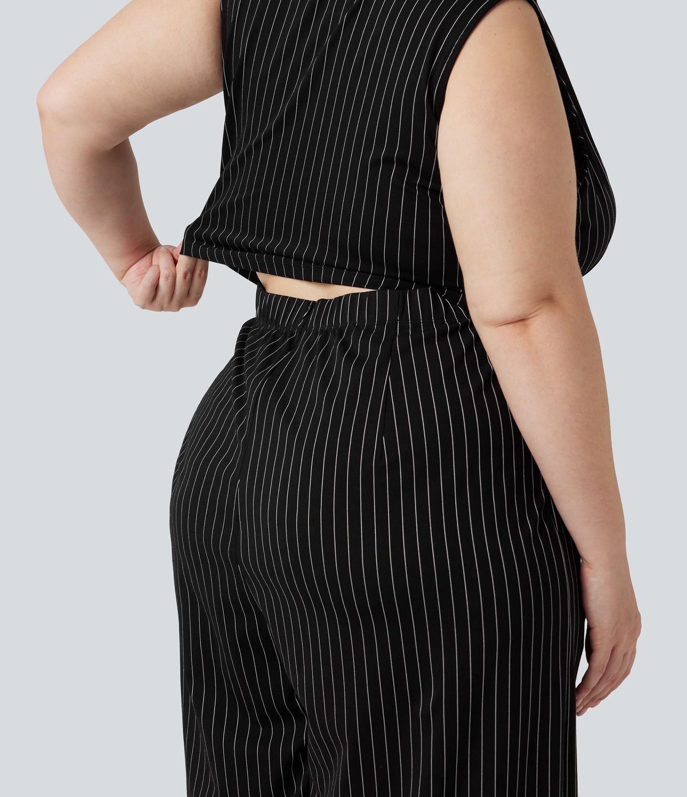 Combinaison grande taille rayée à décolleté V plongeant, toucher frais, coussinets amovibles, poches et accès facile Easy Peasy