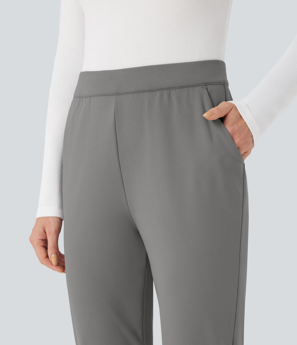 Pantalon de travail ajusté 7/8 repliable taille haute avec cordon de serrage Halara Flex™ DayStretch avec poches