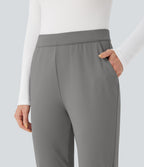 Pantalon de travail ajusté 7/8 repliable taille haute avec cordon de serrage Halara Flex™ DayStretch avec poches