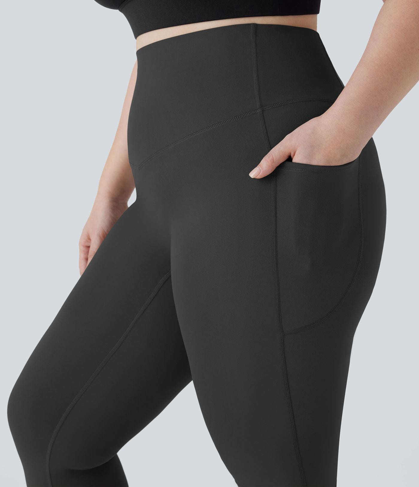 Pantalon de yoga à coupe bootcut gainant taille haute grande taille avec poches Halara UltraSculpt™