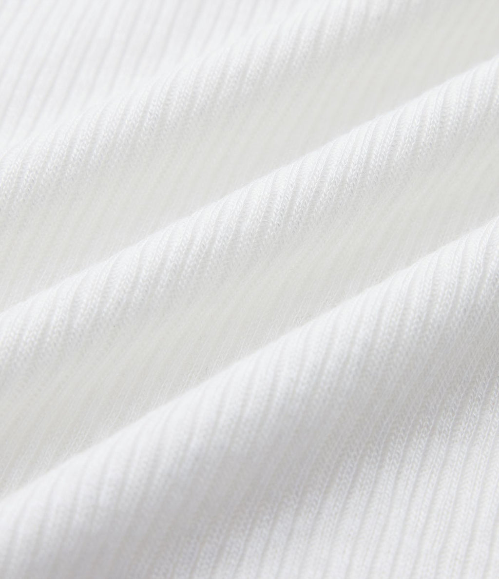 T-shirt casual semi-transparent côtelé maille col rond manches courtes