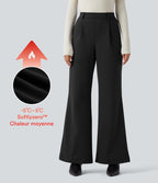 Pantalon tailleur évasé thermique taille haute SoftlyZero™ Plush avec poches
