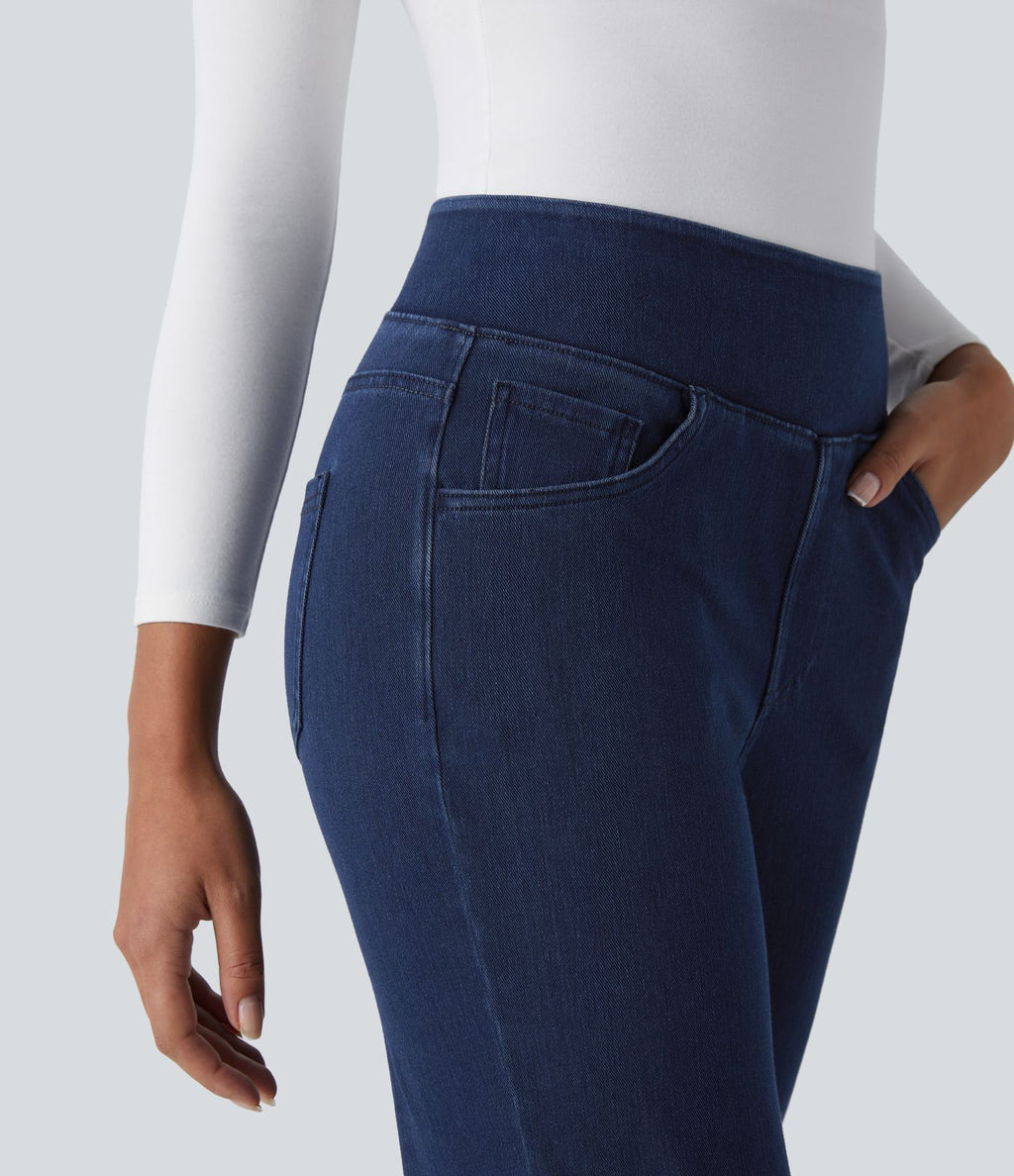 Halara Flex™ Jean Droites Travail en Maille Extensible Taille Haute Plusieurs Poches